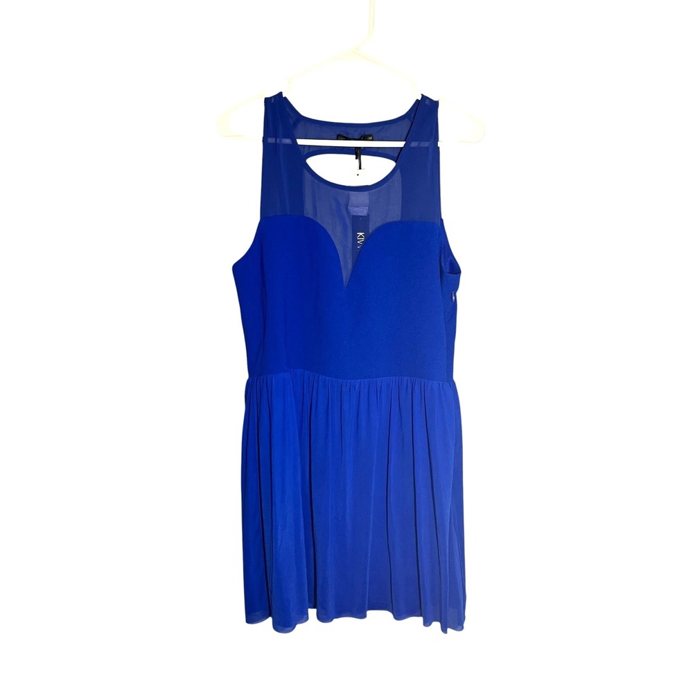 Kiwi Tucker NWT Royal‎ Blue Chiffon Dress M Sweetheart Illusion Mesh Cocktail